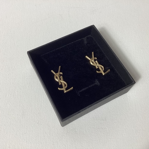 YSL Gold Logo Earrings - Picture 1 of 2